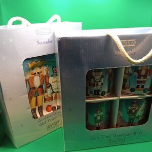 Nutcracker Set Of Four Stoneware Salad/dessert Plates & mug set